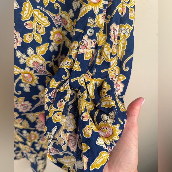 Daniel Rainn NWT Women's Floral V-Neck Rayon Blouse Roll Tab Sleeve Size XL BOHO - Picture 5 of 11